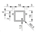 Profilis iQube 16x16mm, su 2 laikikliais L3500mm, juoda