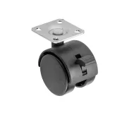 Furniture castor with brake Ø50mm plastic, black