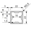 Profilis iQube 22x22mm, su 1 laikikliu L3500mm, juoda