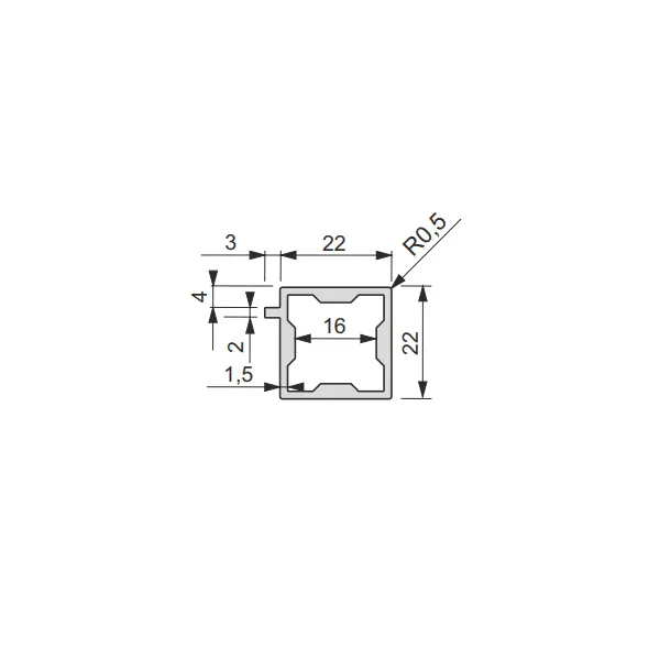Profilis iQube 22x22mm, su 1 laikikliu L3500mm, juoda