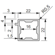 Profilis iQube 22x22mm, su 1 laikikliu L3500mm, juoda