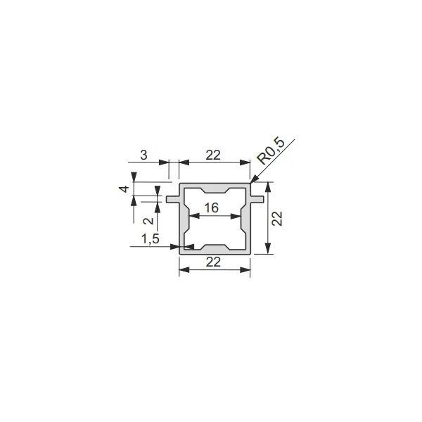 Profilis iQube 22x22mm, su 2 laikikliais L3500mm, juoda