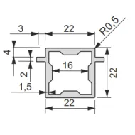 Profile iQube 22x22mm with 2 brackets L3500mm black