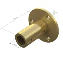 Floor / wall mounting with plate for Ø16mm tube L50+4mm polished brass No16