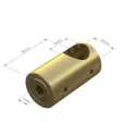 T-connector with invisible fixation for Ø16mm tube L68mm brushed brass No16