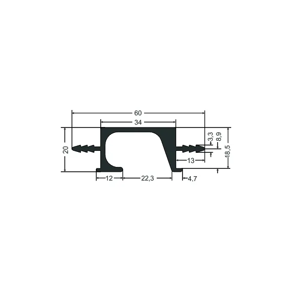 Profilis aliuminis rankenėlei L3500mm