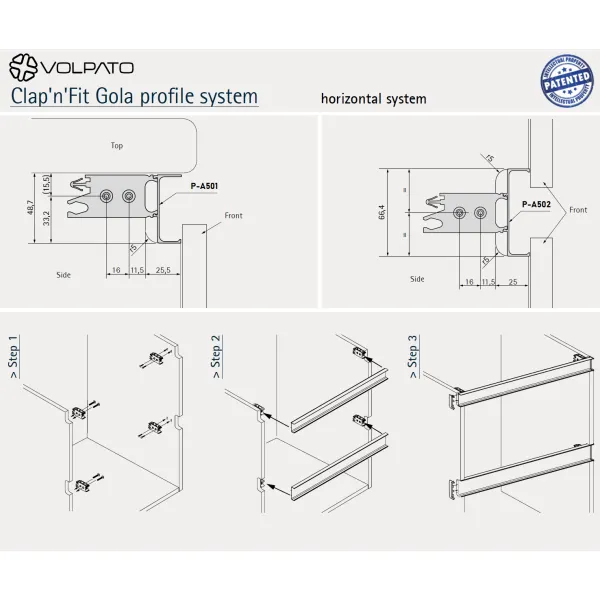 Aluminum profile GOLA II, single L4200mm, aluminium