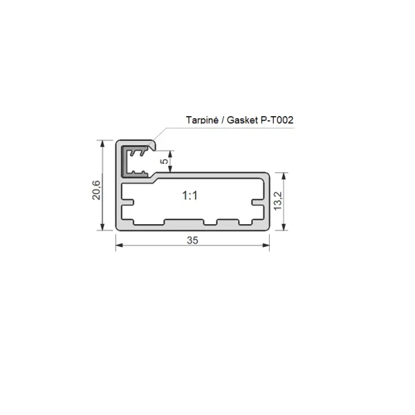 Frame profile 09, L3500mm, aluminium anodized