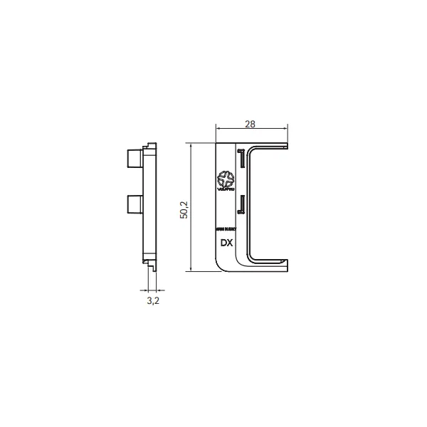 Endcaps 2 pcs. for single profile GOLA II, outer, grey
