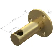 Tvirtinimas T su plokštele Ø16mm, vamzdžiui L68+4mm, šlifuotas žalvaris No16