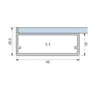 Frame profile 11, for gluing, L3500mm, aluminium anodized