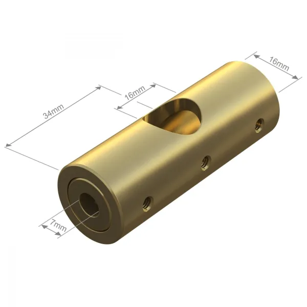 Tvirtinimas CROSS paslėptasis Ø16mm, vamzdžiui L68mm, šlifuotas žalvaris No16