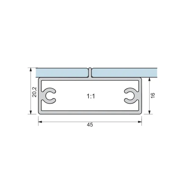 Partition for frame profile 11/18/19/21, L3500mm, aluminium anodized