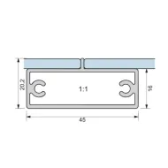 Partition for frame profile 11/18/19/21, L3500mm, aluminium anodized