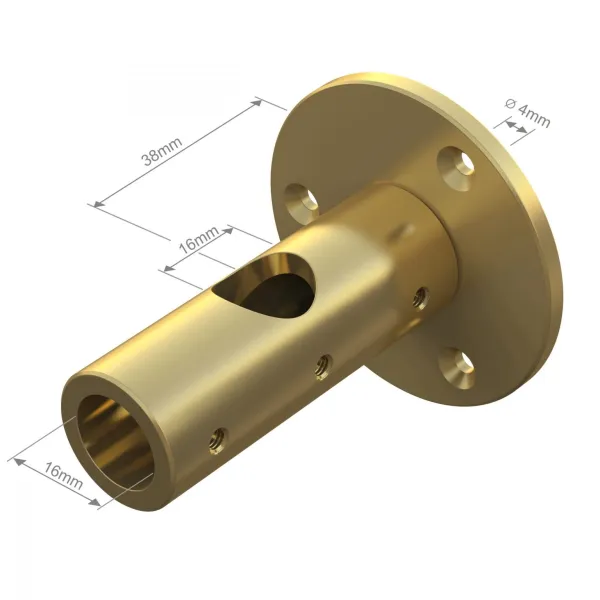 Tvirtinimas CROSS su plokštele Ø16mm, vamzdžiui L68+4mm, šlifuotas žalvaris No16
