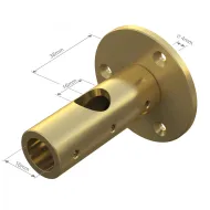 CROSS connector with fixing plate for Ø16mm tube L68+4mm brushed brass No16