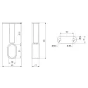 Mid support for oval tube 30x15mm, adjustable