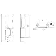 Mid support for oval tube 30x15mm, adjustable