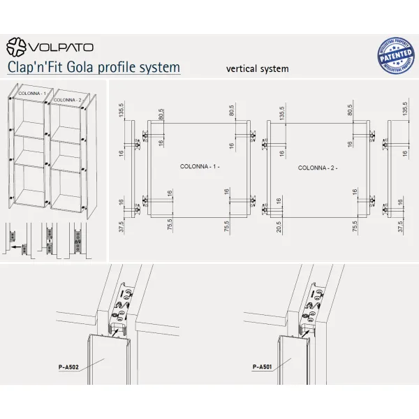 Aluminum profile GOLA II, double L4200mm, black