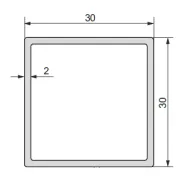 Profile aluminum 30x30x2mm L3500mm black