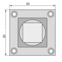 Tvirtinimas kojelėms centrinis aliuminis K-30 80x80mm