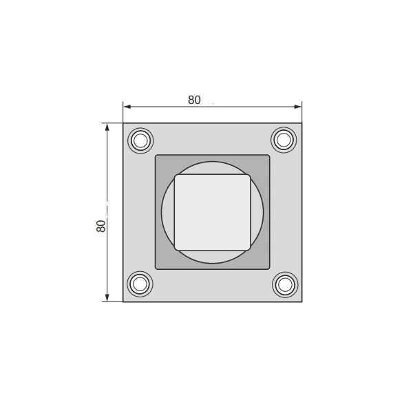 Tvirtinimas kojelėms centrinis aliuminis K-30 80x80mm