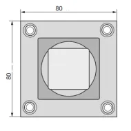 Tvirtinimas kojelėms centrinis aliuminis K-30 80x80mm