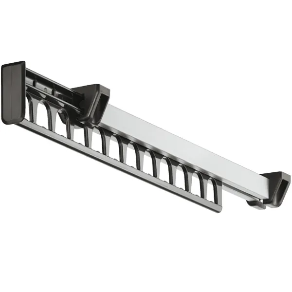 Extending wardrobe rail, For screw fixing beneath shelves or cabinet top panels, extending