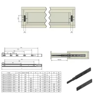 Ball bearing runners L600mm H45mm, full extension with soft close