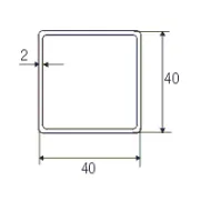Profile aluminum 40x40x2mm L5000mm