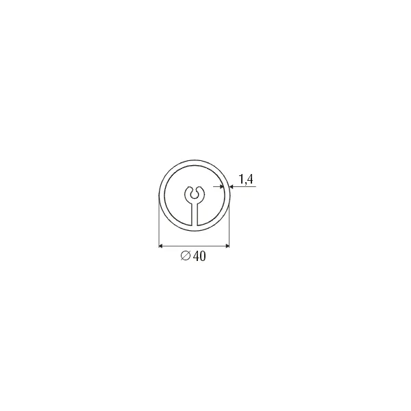 Profile aluminum Ø40mm with partition L5000mm