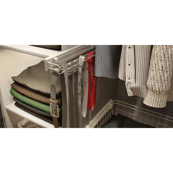 Belt and tie rack, with soft close, white