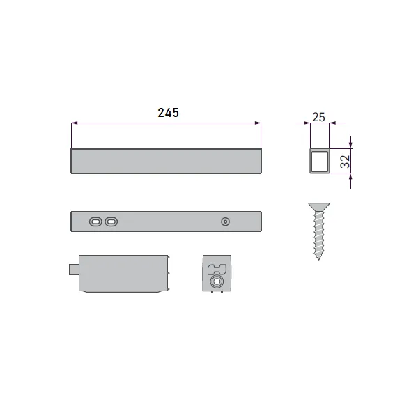 Intermediate wall connection element L295mm black