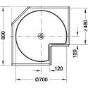 Karuselė 3/4 rato Ø700mm, H830-880mm, plokštės dugnas