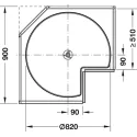Karuselė 3/4 rato Ø700mm, H830-880mm, plokštės dugnas