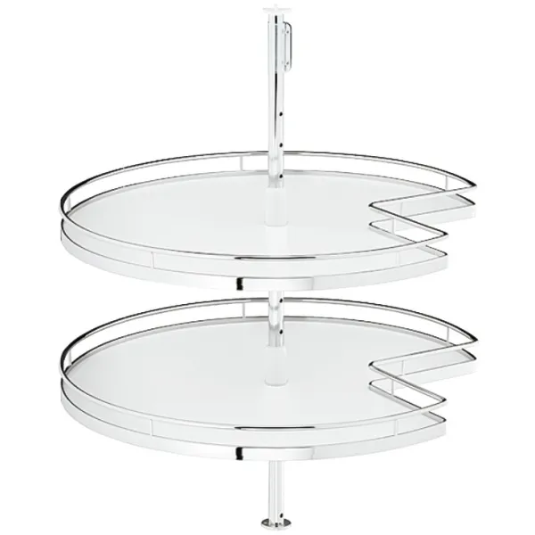 Three quarter circle carousel fitting, corner cabinet, with carousel shelf, 90° door
