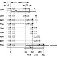 Concealed runner, Häfele Matrix Runner UM S25, single extension, load bearing capacity up to 25kg