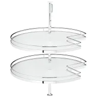 Three quarter circle carousel fitting, corner cabinet, with carousel shelf, 90° door