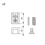 Fixing element for rectangular rod stainless steel 2 pcs