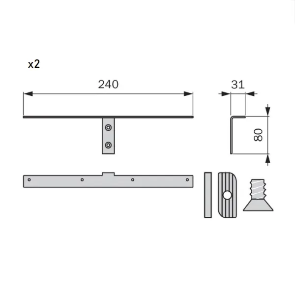 Laikikliai lentynai medinei L160mm, juoda (2 vnt.) PHOS