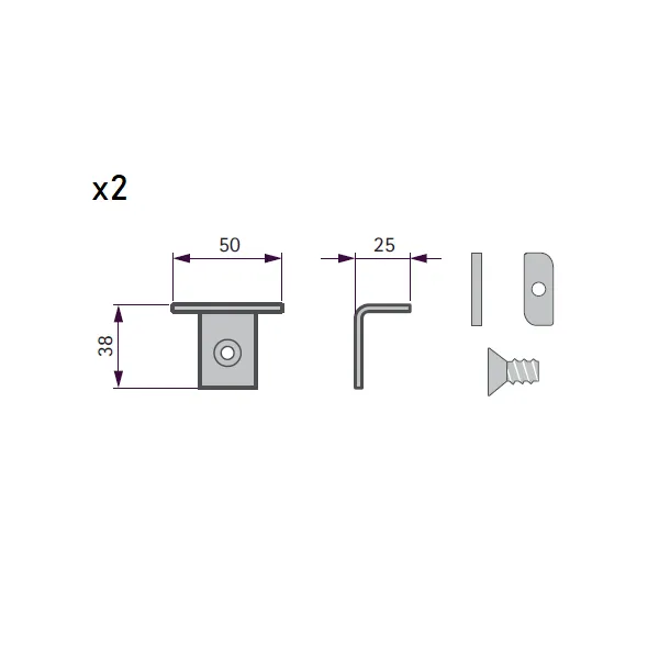 Fixing element for glass shelf L50mm black 2 pcs