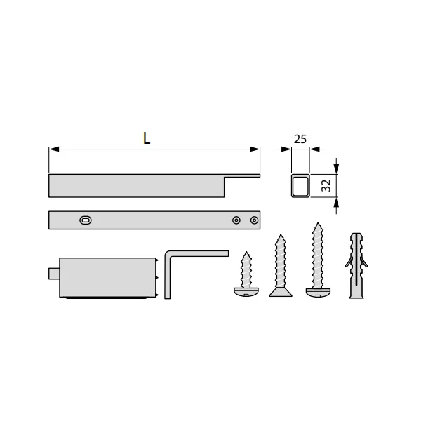 Upper wall connection element L295mm stainless steel