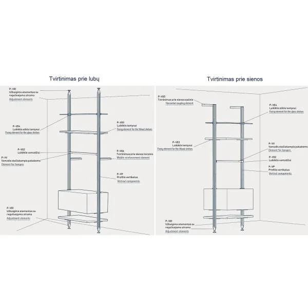 Upper wall connection element L345mm stainless steel