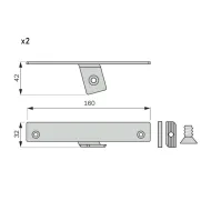 Fixing element for wooden shelf 75° L160mm black 2 pcs