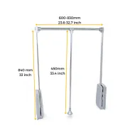 Hang pull down wardrobe rail lift, W830-1150mm, Chrome plated, Steel and Plastic