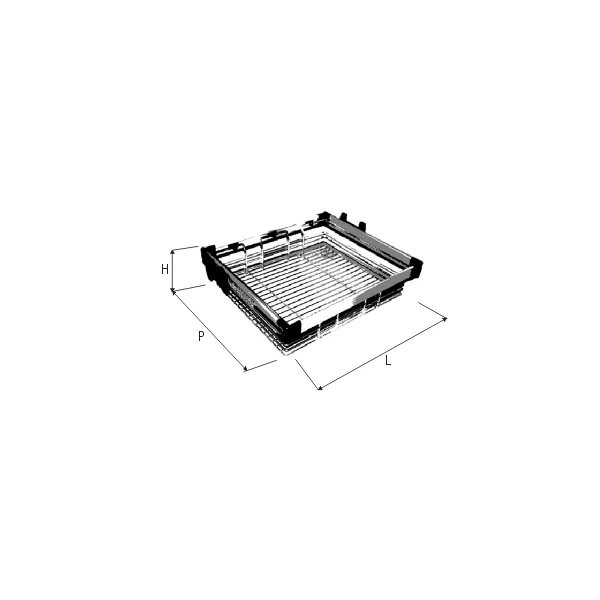 Pull-out basket, gray, with fixing elements