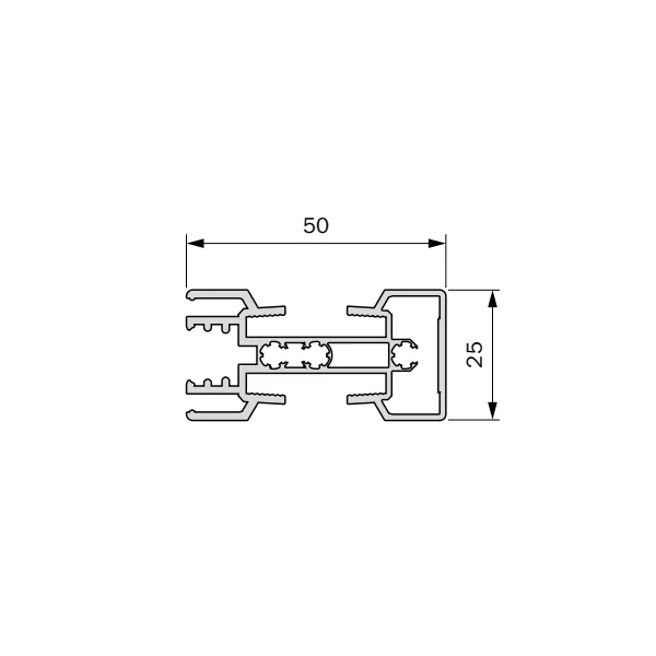 Vertical profile Stili Phos, with groove for LED strip, L4800mm, stainless steel