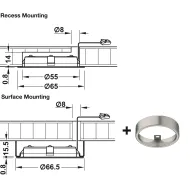 Recess/surface mounted downlight LED2047, 12V, 3W, natural white 4000K, silver grey, Loox5