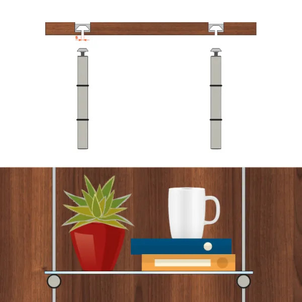 Laikiklis lentynos Pin Shelf aliuminis