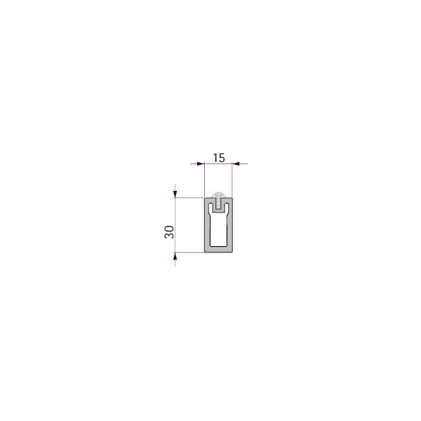 Vamzdis stačiakampis su plastikine apsauga 15x30mm, L4800mm, juoda PHOS